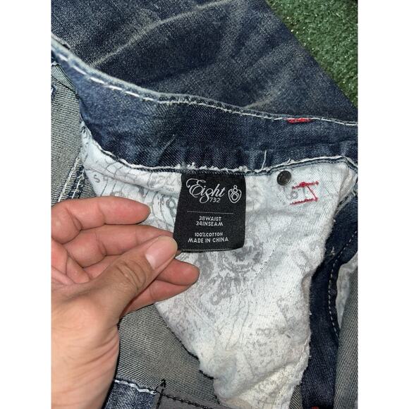 Vtg Eight 732 Baggy Y2K Hip Hop Embroidered Jeans Men 38x32 - Picture 5 of 10